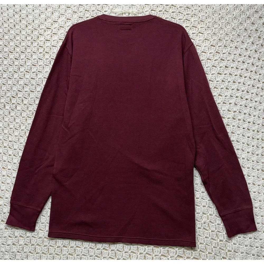 Polo Ralph Lauren Shirt Men Sz L Burgundy Heather Thermal Waffle Knit 100%Cotton